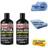 Mertox Otomobil Araç Araba Oto Temizlik Seti Ürünleri-Oto Şampuanı+Ince Çizik Giderici Pasta 2X500ML Malzemeleri