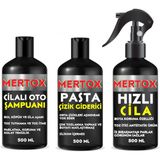 Mertox Otomobil Araç Araba Oto Temizlik Seti Ürünleri Oto Şampuanı+Ince Pasta+Hızlı Cila 3X500ML Malzemeleri