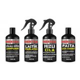 Mertox Otomobil Araç Araba Oto Temizlik Seti Ürünleri Oto Şampuanı+Lastik Parlatıcı+Hızlı Cila+Ince Pasta 4X500ML