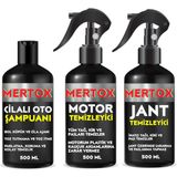 Mertox Otomobil Araç Araba Oto Temizlik Seti Ürünleri Oto Şampuanı+Motor+Jant Temizleyici 3X500ML Malzemeleri