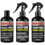 Mertox Otomobil Araç Araba Oto Temizlik Seti Ürünleri Oto Şampuanı+Motor+Torpido Parlatıcı 3X500ML Malzemeleri