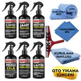 Mertox Otomobil Araç Araba Oto Temizlik ve Bakım Seti Iç Detay+Jant-Motor Temizleyici+Hızlı Cila+Torpido+Lastik Parlatıcı 6X500ML