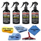 Mertox Otomobil Araç Araba Oto Temizlik ve Bakım Seti Motor Jant Iç Detay Temizleyici ve Torpido Parlatıcı Süt 4X500ML