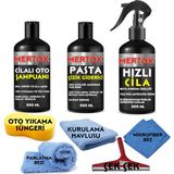 Mertox Otomobil Araç Araba Oto Temizlik ve Bakım Seti Oto Şampuanı+Ince Pasta+Hızlı Cila 3X500ML Temizleme Solüsyon Bakım