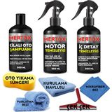 Mertox Otomobil Araç Araba Oto Temizlik ve Bakım Seti Oto Şampuanı+Motor+Iç Detay Temizleyici 3X500ML Temizleme Solüsyon Bakım