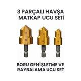 Merttools 3 Parça Havşa Matkap Uç Boru Genişletme Raybalama Uç 20-25-32