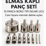Merttools Elmas Kaplı Cam Fayans Delme Matkap Ucu Seti 10 Parça Boru Tipi Panç Seti