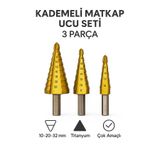 MertTools KADEMELİ MATKAP UCU SETİ – 3 PARÇA | PROFESYONEL DELME VE GENİŞLETME UÇLARI
