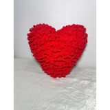 Merut Style El Örgüsü Alize Puffy Kırmızı Kalp Yastık - 40 x 45 cm