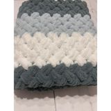 Merut Style El Örgüsü Karışık Renk Hasır Desen Bebek ve Tv Battaniyesi - 100 x 100 cm - Renkli