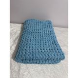 Merut Style El Örgüsü Puffy Azur Rengi Burgu Desen Bebek Battaniyesi - 90 x 90 cm - Mavi