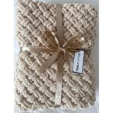 Merut Style El Örgüsü Puffy bal köpüğü hasır Desenli Bebek Battaniyesi - 90 x 90 cm - Açık Kahve