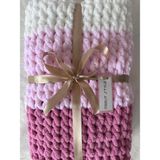 Merut Style El Örgüsü Puffy Gül Açık Pembe Beyaz Burgu Desen Bebek Battaniyesi - 95 x 95 cm