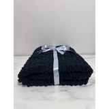 Merut Style El Örgüsü Puffy Siyah Burgu Desen Bebek Battaniyesi - 90 x 90 cm