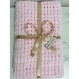 Merut Style El Örgüsü Puffy Toz Pembe Burgu Desen Bebek ve Tv Battaniyesi - 90 x 90 cm