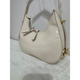 Merut Style Hasır Desen Toka Detaylı Deri Kapak Kadın El ve Omuz Çantası - 15x25 - 10D-Krem