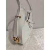 Merut Style Parlak Rugan Kadın El ve Omuz Çantası - 14x25 - 001-Beyaz