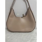 Merut Style Parlak Rugan Kadın El ve Omuz Çantası - 14x25 - Bej