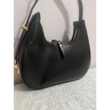 Merut Style Parlak Rugan Kadın El ve Omuz Çantası - 14x25 - Siyah