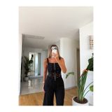 MERVE AKSOY Dantel Detaylı Fermuarlı Bluz - Siyah