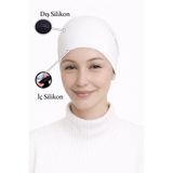 Merve Nayir Çift Silikonlu Kaymayan ve Başörtüsü Kaydırmayan Sabitleyici Tesettür Bone Beyaz