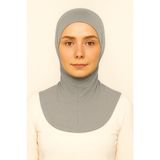 Merve Nayir Kadın Tesettür Pratik Boyunluklu Ninja Bone Gri Sporcu Bone