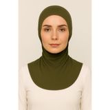 Merve Nayir Kadın Tesettür Pratik Boyunluklu Ninja Bone Haki Sporcu Bone