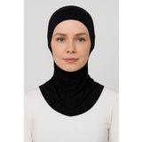 Merve Nayir Kadın Tesettür Pratik Boyunluklu Ninja Bone Siyah Sporcu Bone