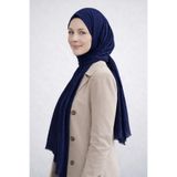Merve Nayir Ütü Gerektirmeyen Bambu Kraş Şal Lacivert Tesettür Hijab
