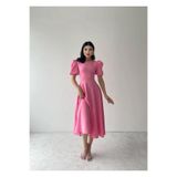 mervekiymatco BELLA İSTANBUL KARPUZ KOL MİDİ ELBİSE pembe S