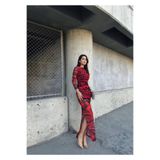 mervekiymatco BELLA İSTANBUL MAXİ BOY TÜL ASTARLI ELBİSE SİYAH-KIRMIZI L