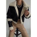 mervekiymatco BELLA İSTANBUL PELUŞ İTHAL DERİ CROP KABAN siyah M