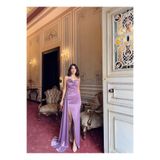 mervekiymatco Degaje Yaka Yırtmaçlı Abiye 859586 LİLA M