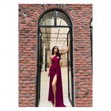 mervekiymatco Diva Kuyruklu Yırtmaçlı Abiye mürdüm S
