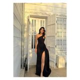 mervekiymatco Diva Kuyruklu Yırtmaçlı Abiye siyah S