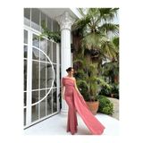 mervekiymatco Ewo Kuyruklu Tek Omuz Abiye 582108 GÜL GÜL RENGİ M