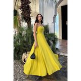 mervekiymatco Hazal Straplez Toka Detay Abiye 9313 Sarı M