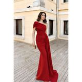 mervekiymatco Helen Kuyruk Detay Abiye 84536 Kırmızı XS