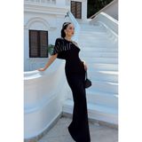 mervekiymatco Helin Pelerin Detay Straplez Abiye 1204 Siyah S
