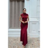 mervekiymatco İmren Drapeli Tasarım Midi Elbise 6070 Bordo M