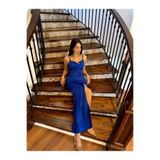 mervekiymatco İp Askı Yırtmaçlı Saten Abiye 582177 SAKS XS
