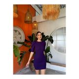 mervekiymatco Joanne Karpuz Kol Mini Elbise 582540 MÜRDÜM MÜRDÜM M