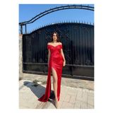 mervekiymatco Karina Drape Yaka Saten Abiye 6541 Kırmızı L