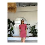mervekiymatco Karpuz Kol Mini Elbise 582540 PUDRA XS