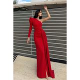 mervekiymatco Keith Tek Kol Simli Abiye 583038 kırmızı M