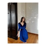mervekiymatco Leova Kemer Detay Kadife Mini Elbise 58644 saks L