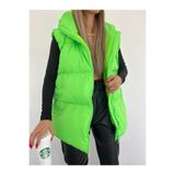 mervekiymatco Oversize Fermuar Detay Kapitone Şişme Yelek Neon Yeşil YEŞİL S