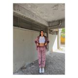 mervekiymatco Scrat Fermuarlı Kadife Takım 24584 gül kurusu M