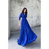 mervekiymatco Sofia Güpür Detay Yırtmaçlı Abiye 84596 SAKS MAVİSİ Saks Mavisi L
