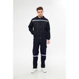 Mervem Iş Elbisesi Kot Mont Pantolon Takım Reflektörlü - Mavi - 2XL